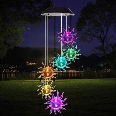 Qian LED Solcelledrevne Vindklokker, Fargerike Boblekolonne Solcelledrevne Vindklokker Lampe, Minne Vindklokke For Hagedekor