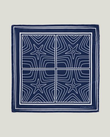 Lexington Blått silkeskjerf med sjøstjerner