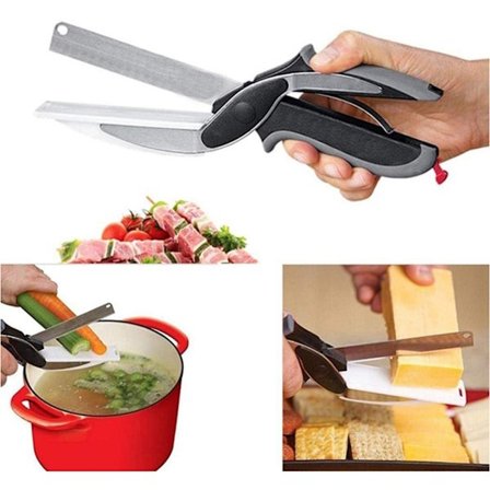 Monitoimiset ruokasakset, ruostumattomasta teräksestä valmistettu Clever Cutter leikkuulaudalla, nopeaan ja helppoon ruoanlaittoon, terävä terä ja