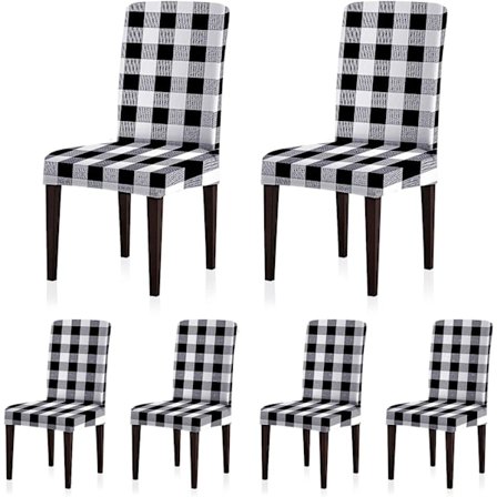 6-delad stol glidhylsa avtagbar universal stretch elastisk bomullsstol skyddsfodral, lämplig för restauranger, restauranger, hotell, banqu