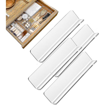 Klare Akryl Skuffeseperatore | Justerbare Skuffeseperatore | Transparente Hylledeler 4 stk