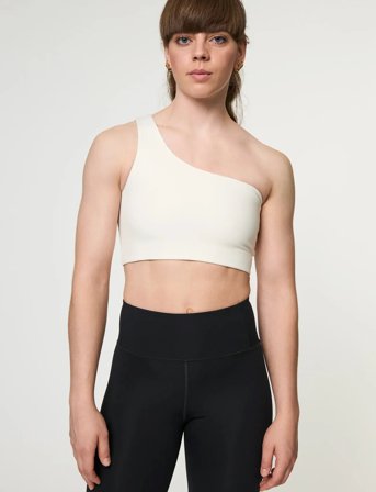 Girlfriend Collective Bianca Bra, One Shoulder - White - XL