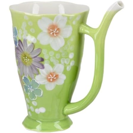 Håndmalet keramikkop med indbygget sugerør, 500 ml, velegnet til alle drikkevarer såsom kaffe, mælk og blomsterte. En gave til e