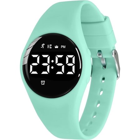 Lysegrønn barneklokke, digital klokke for tenåringer med alarm/kronograf