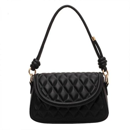 Tekstuuri Pieni Neliölaukku Diagonaalinen Kirjonta Lanka Naisille Vinoneliö Laukku Naisille Ketjulaukku (Musta)