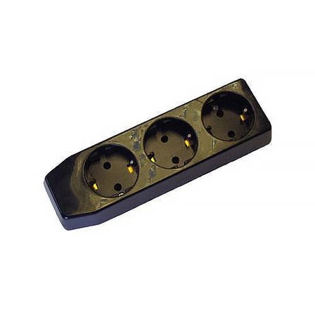 LKB 2403250 Grenuttak svart, 3 uttak 0 m, Stikkontakter & kabler