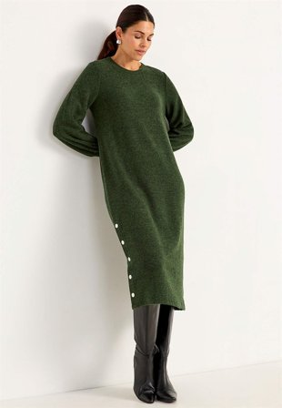 Cellbes of Sweden - Supermyk kjole med knapper Beata i grønn / melert for damer i størrelse 46/48