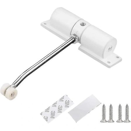 Automatisk dørlukker, justerbar dørlukker i zinklegering med fjeder, monteringsplade og skruer, 40 kg (hvid)