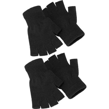 2 par unisex halvfingerhandskar - vinterstretchiga stickade fingerlösa handskar