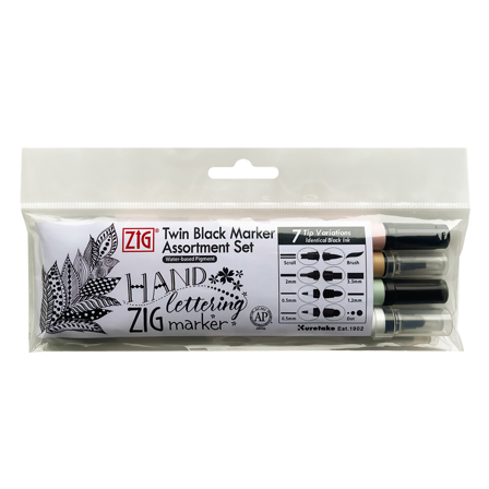 Twin Tip Marker Black Set of 4