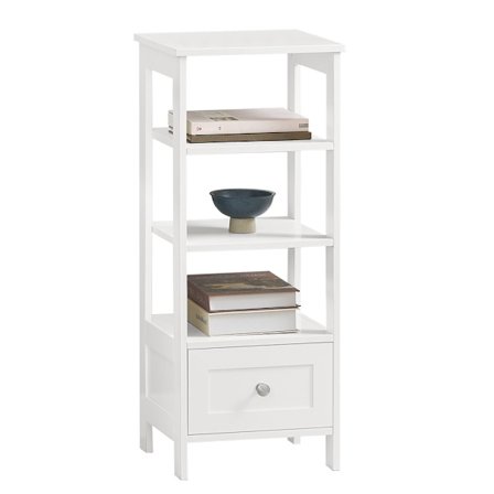 SoBuy Stuebord med 1 skuffe i hvid 30x28x74cm, rustik FBT91-W