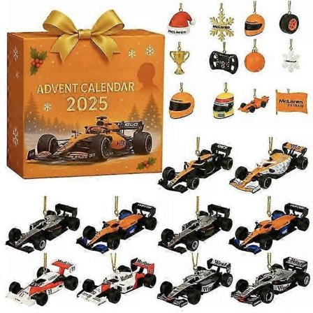 F1 Adventskalender 2025 Racing-tema juletrepynt Akryl Anheng Julegave til bilentusiaster