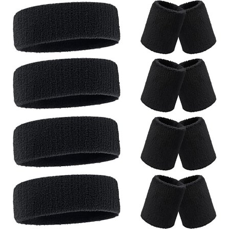 4 stk. sports pandebånd & 4 par håndledsbånd - Pandebånd - Håndledsbånd - Pandebåndstilbehør