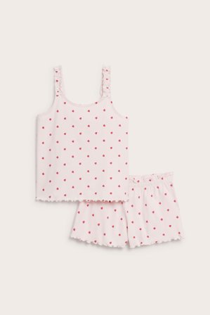 Kappahl | Bomullspyjamas med jordgubbsmönster Ljusrosa 158/164 | Barn