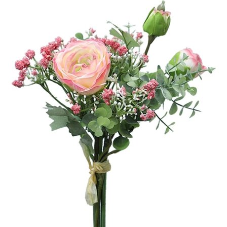 Gypsophila Lotus kunstig blomsterbukett - kunstig pionbukett - Eukalyptusbukett