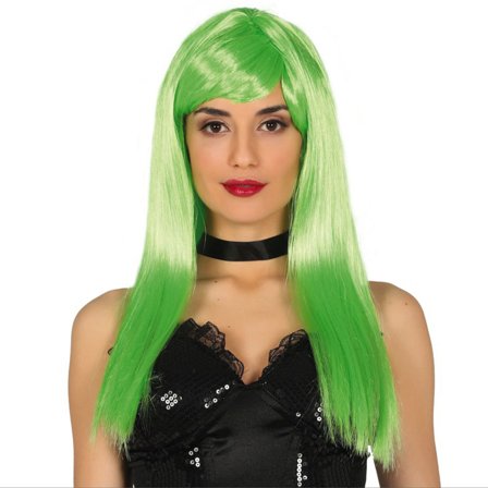 Lang Neongrønn Parykk