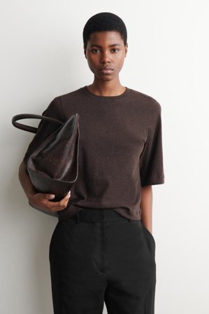 COS Women's Cotton T-Shirt in Brown