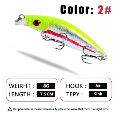 Synkende Fiskelokk Minnow Lure FARGE 2 FARGE 2