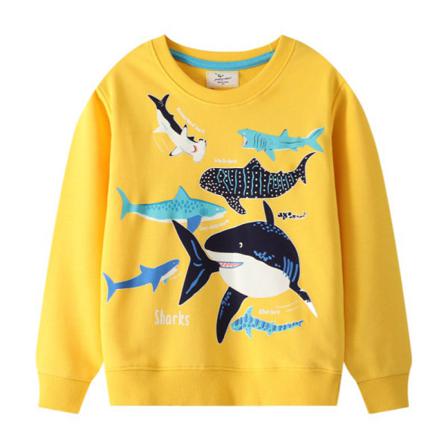 Boy Luminous Shark Print Hoodies Långärmad Sweatshirt