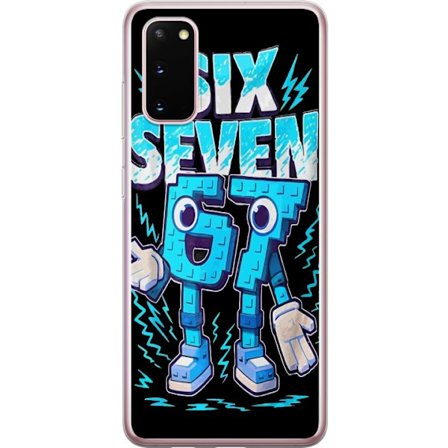 Kompatibelt Mobildeksel til Samsung Samsung Galaxy S20 Lekende blå illustrasjon med tallene Six Seven i retro arkadestil med kraftig typografi og gra