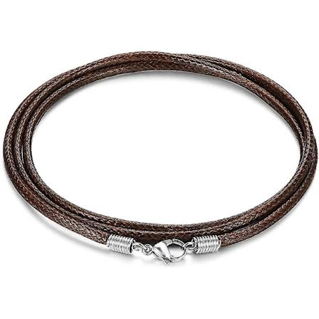 Läderhalsbandssnöre med spänne, 16-24 tum flätat rep halsband för män kvinnor 316l rostfritt stål spänne, 2mm svart lädersnöre halsband brunt Brown 18