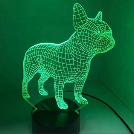 3D Fransk Bulldog Natlampe Dyre Bord Skrivebord Optisk Illusion Lamper 7 Farveskiftende Lys LED Bordlampe Jul Hjem Kærlighed Fødselsdag Børn D