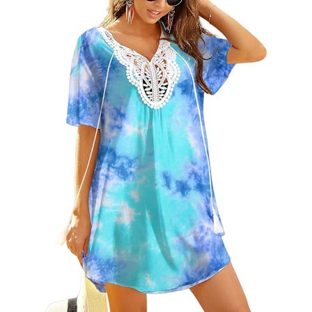 Baddräkt Cover Ups Kvinnor Spets Virkad V-ringad Summer Beach Coverups Klänning