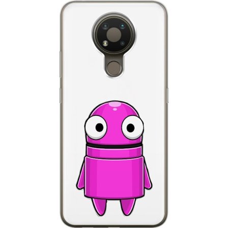 Yhteensopiva Puhelinkuori Nokia Nokia 3.4 Roosa piirretty hahmo, jossa pyöreä muoto ja suuret silmät tummalla taustalla