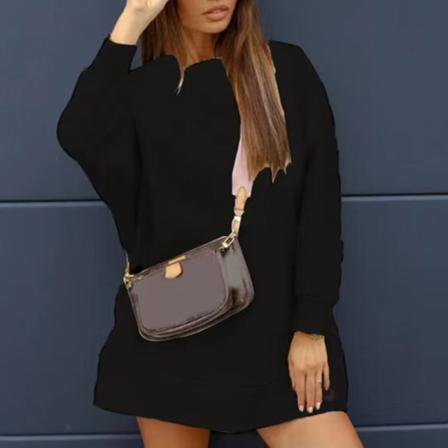 Damer Plain Tunika Toppar Långärmad Crew Neck Longline Pullover