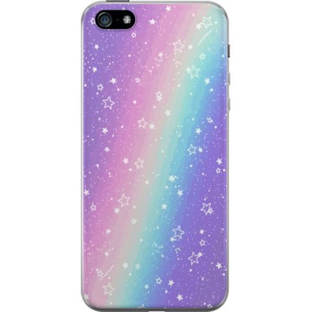 Kompatibelt Mobildeksel til Apple iPhone 5 Rainbow-farget pastellbakgrunn med hvite stjerner og gnistrende prikker i myk overgang