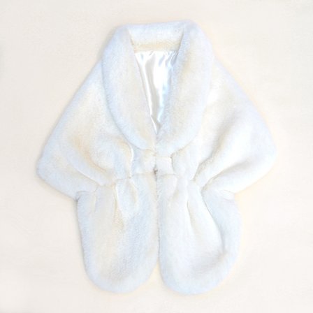 Kjole Sjal Cape Dame Faux Pels Sjal og Sjal Varmt Tørklæde Shrug Efterår Vinter Bryllupsfest (Hvid)