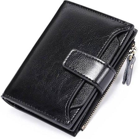 Ekte Skinn Lommebok for Kvinner, Slank Myntpung, Myntlommebok for Kvinner, Glidelås og Flere Kortholdere, Anti-RFID Blokkerende Korte Lommebøker