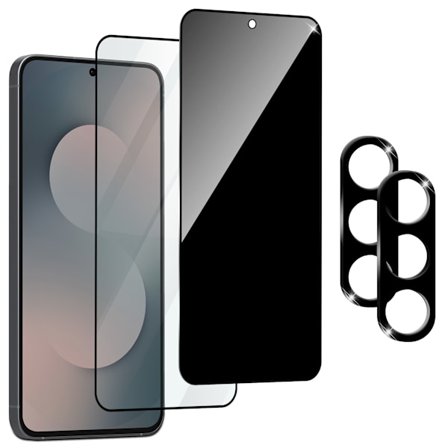 2-Pack Samsung S25 FE Skärmskydd (1 Privacy + 1 Klar) & 2-Pack linsskydd - Härdat Glas 9H - Super kvalitet 3D
