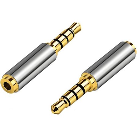 2-pakning 3,5 mm til 2,5 mm lydadapter 4-polet hann til hunn gullbelagt hodetelefonkonverter for telefon, nettbrett, høyttaler