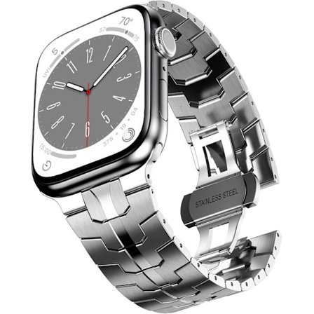 41mm 40mm 38mm Kompatibelt med Apple Watch-armband, herrband i rostfritt stål, metallersättningsband, silver