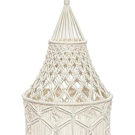 Handmade Lampshade Macrame Fabric Hanging Lamp Decor Woven Knitting Tassel Pendant Ceiling Light Cover Garden Decorations 1 Pcs Beige