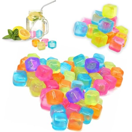 Genanvendelige isterninger i plastik - Flerfarvet hurtigfrysning til kolde drikke og isbad (40 stk., blå/grøn/pink/orange)