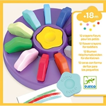 12 flower crayons, Babykritor- Djeco