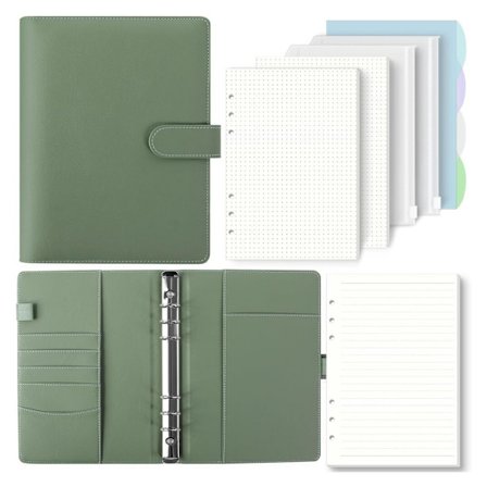 A5 løsbladet notesbog, PU læder notesbog, med skillevægge og organizerlommer, personlig planlægningsringbind, nytårs ønskebog, dagbog, notesbog