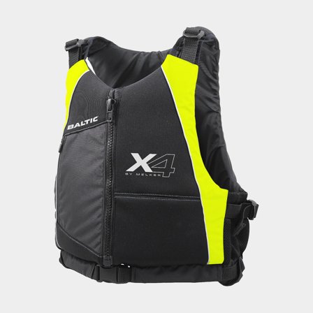Colete de remo Baltic X4 50N, preto/amarelo, Small (40 - 50 kg)