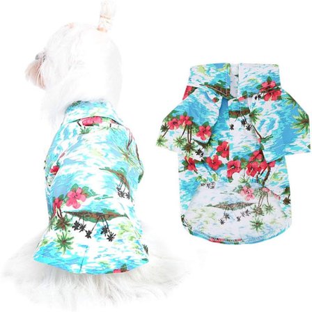Hawaii-skjorte til kæledyr, moderigtig og åndbar hunde-T-shirt, sommerkomfort, strandresort-stil, kæledyrstøj, hvalpetøj, lille til mellemstore hunde 