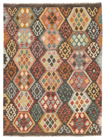 Oosters Kelim Afghan Old Style Vloerkleed 158X209 Bruin/Donkerrood Wol, Afghanistan
