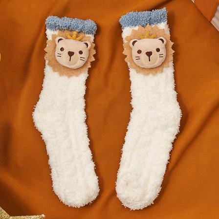 2 St Super Soft Fuzzy Cozy Home Sovstrumpor Varm Tofflor Vit Lejon