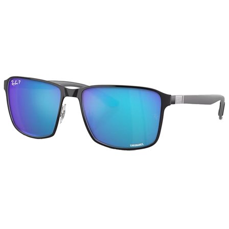 Ray-Ban RB3721CH Black On Silver Green Mir Blue Polar