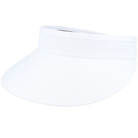 Seeberger - Vit visor Keps - Chambray Fabric Clip-on White Sun Visor @ Hatstore