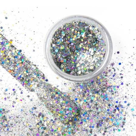 Nail Glitter - Silmäkiilto - Kuusikulmio - 38 Silver