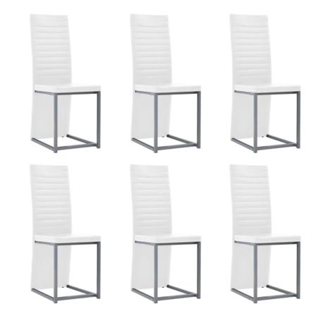 Vidaxl Matgrupp 7 Delar Stål Och Härdat Glas Svart Och Vit Vit