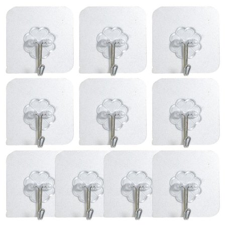 Selvklæbende krog til ophængning af tunge ting, selvklæbende krog, vandtæt, transparent nøglekrog