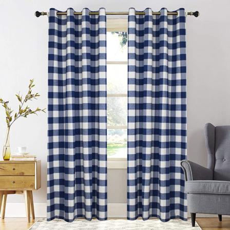 Rutiga Gardiner Grommet Gardiner Sovrumsavdelare Gardiner Dekor