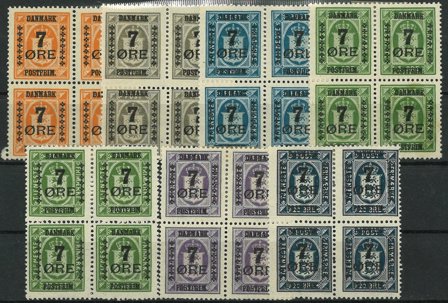 Danmark 1926 - AFA 160-166 i 4-blokke - Ubrugt
